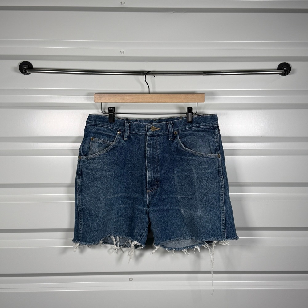 Wrangler Womens Denim Cutoff Shorts Blue Frayed Hem Size 34